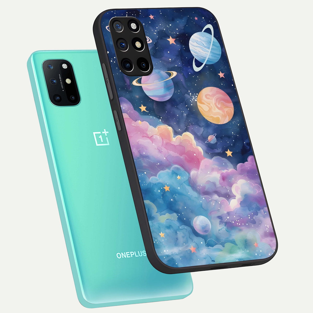  Cosmic Planet Dreams phone case For OnePlus 8T showing premium glass back cover with detailed artwork