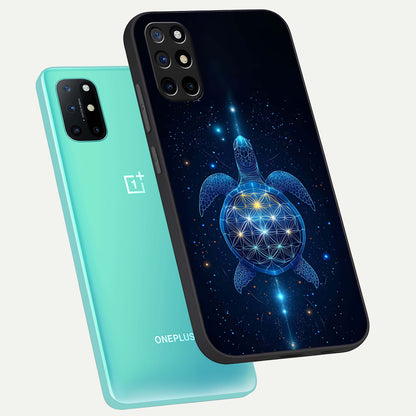  Crimson Blue Turtle phone case For OnePlus 8T showing premium glass back cover with detailed artwork