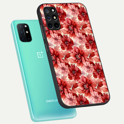  Crimson Love Petals phone case For OnePlus 8T showing premium glass back cover with detailed artwork
