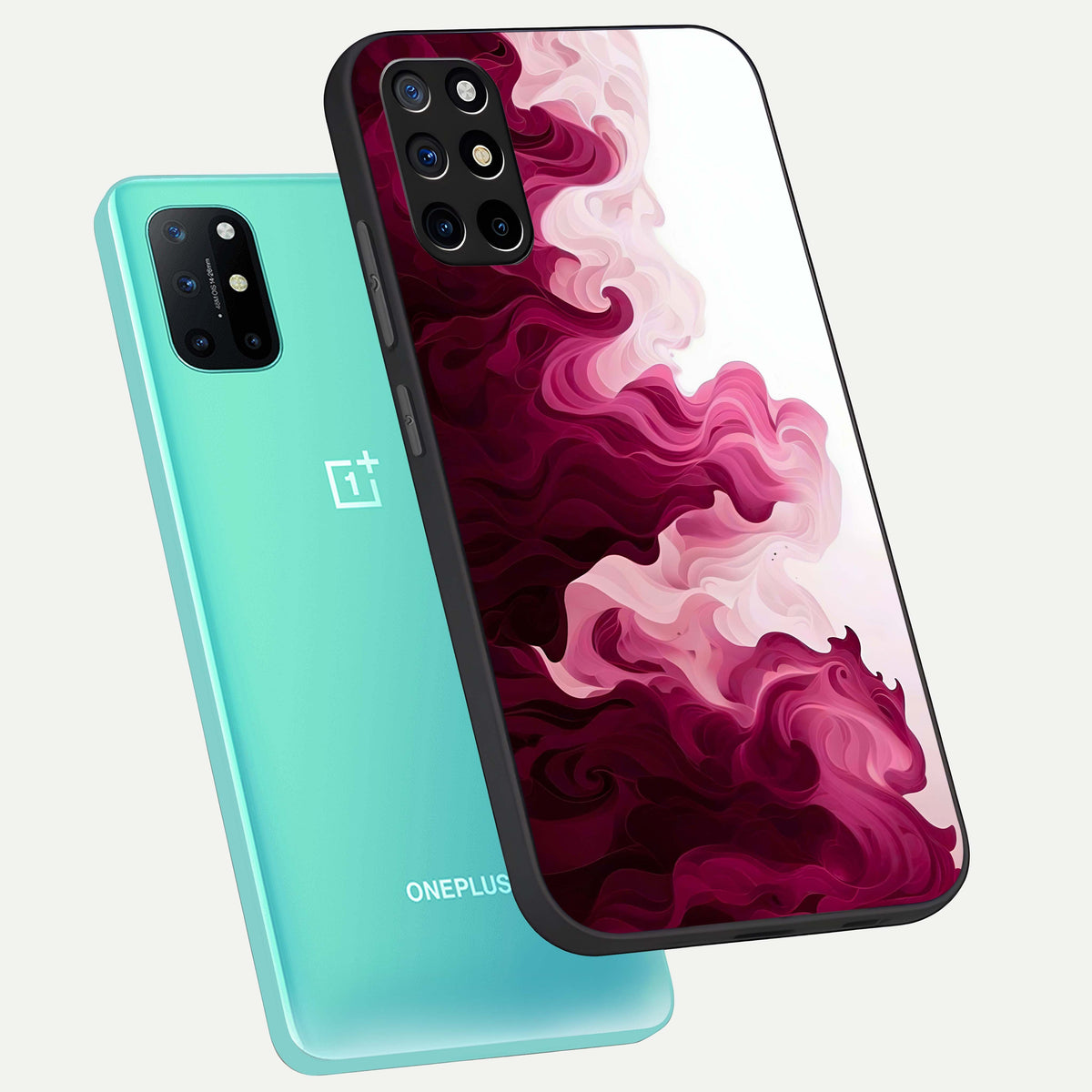  Crimson Wave Flow phone case For OnePlus 8T showing premium glass back cover with detailed artwork