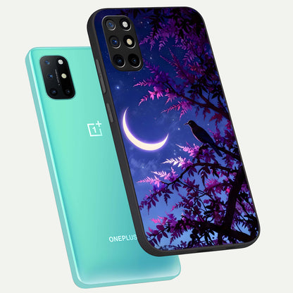  Crow And Moon Scenery phone case For OnePlus 8T showing premium glass back cover with detailed artwork