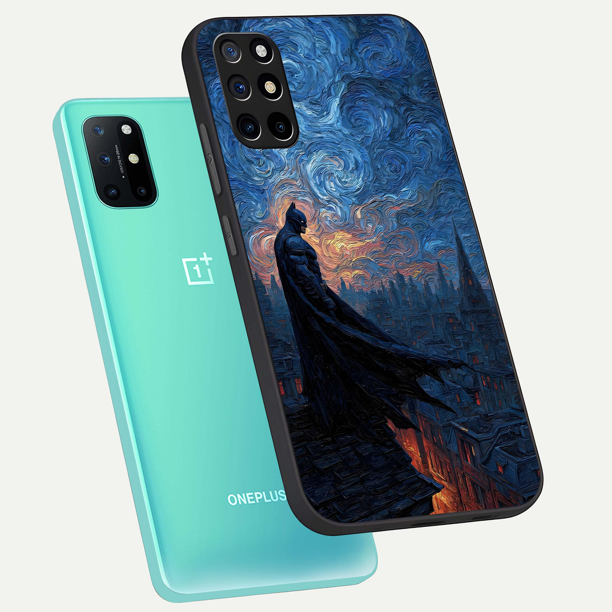  Dark Knight Dusk phone case For OnePlus 8T showing premium glass back cover with detailed artwork