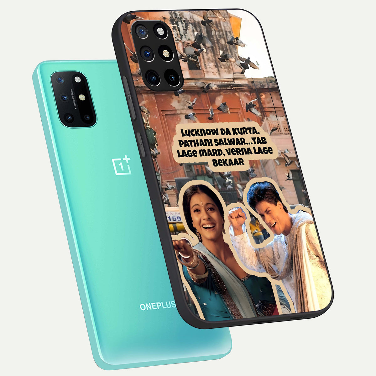  Desi Retro Vibes phone case For OnePlus 8T showing premium glass back cover with detailed artwork