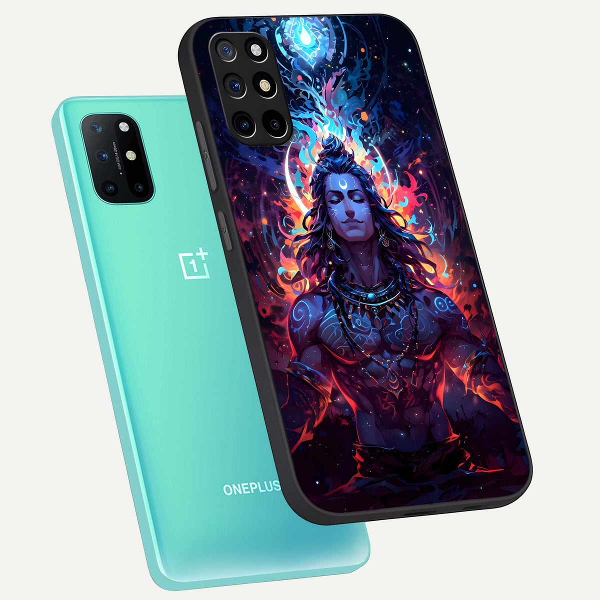  Divine Fire Shiv phone case For OnePlus 8T showing premium glass back cover with detailed artwork