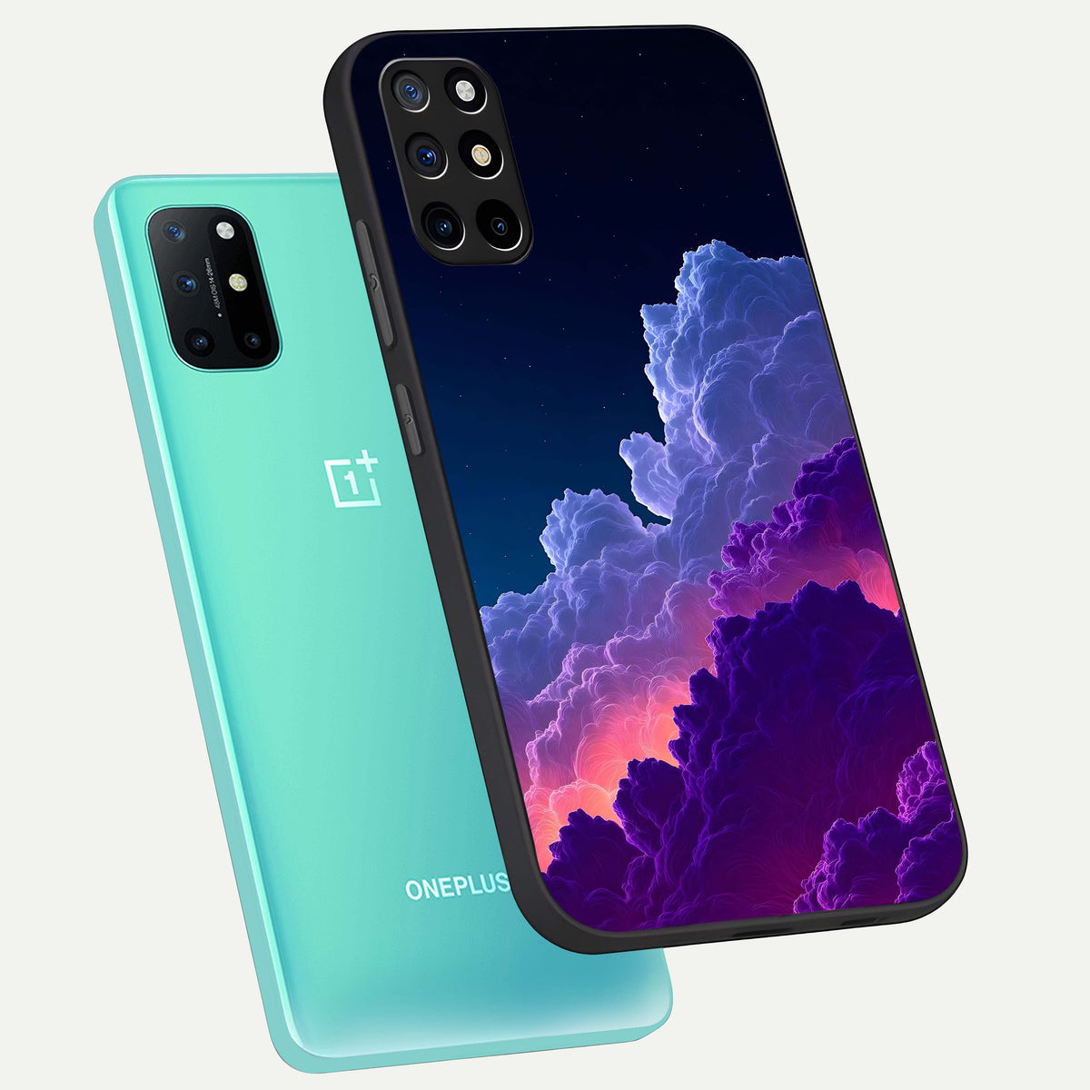  Dreamy Cloud Skies phone case For OnePlus 8T showing premium glass back cover with detailed artwork