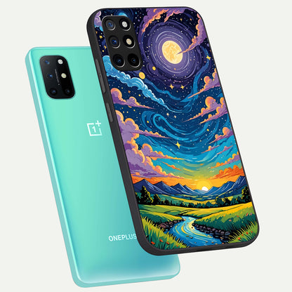  Dreamy Night Landscape phone case For OnePlus 8T showing premium glass back cover with detailed artwork