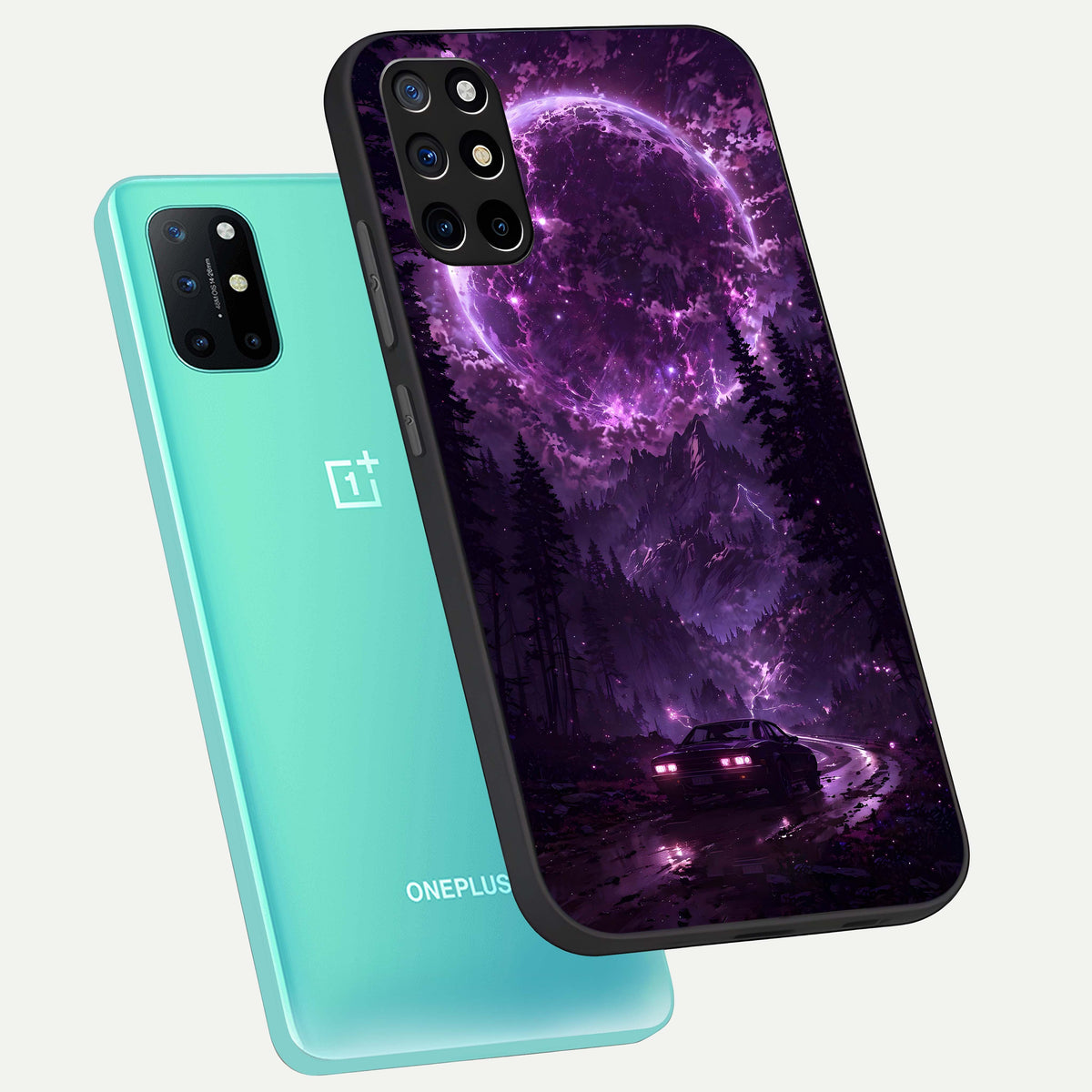  Eternal Cosmic Drive phone case For OnePlus 8T showing premium glass back cover with detailed artwork