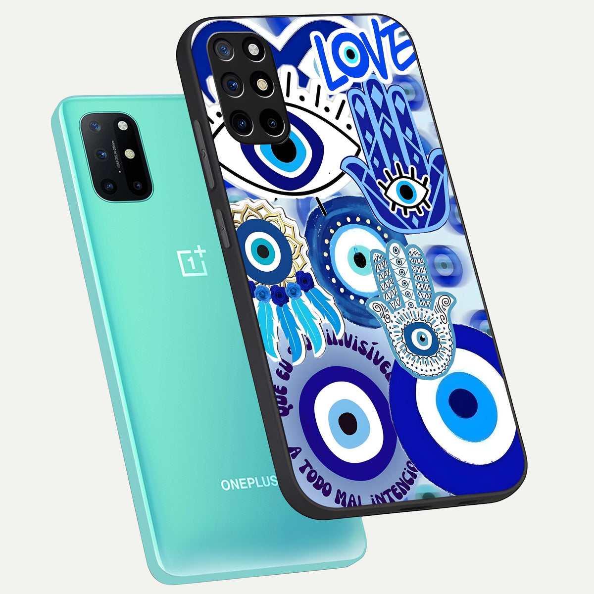  Evil Eyes Dream phone case For OnePlus 8T showing premium glass back cover with detailed artwork