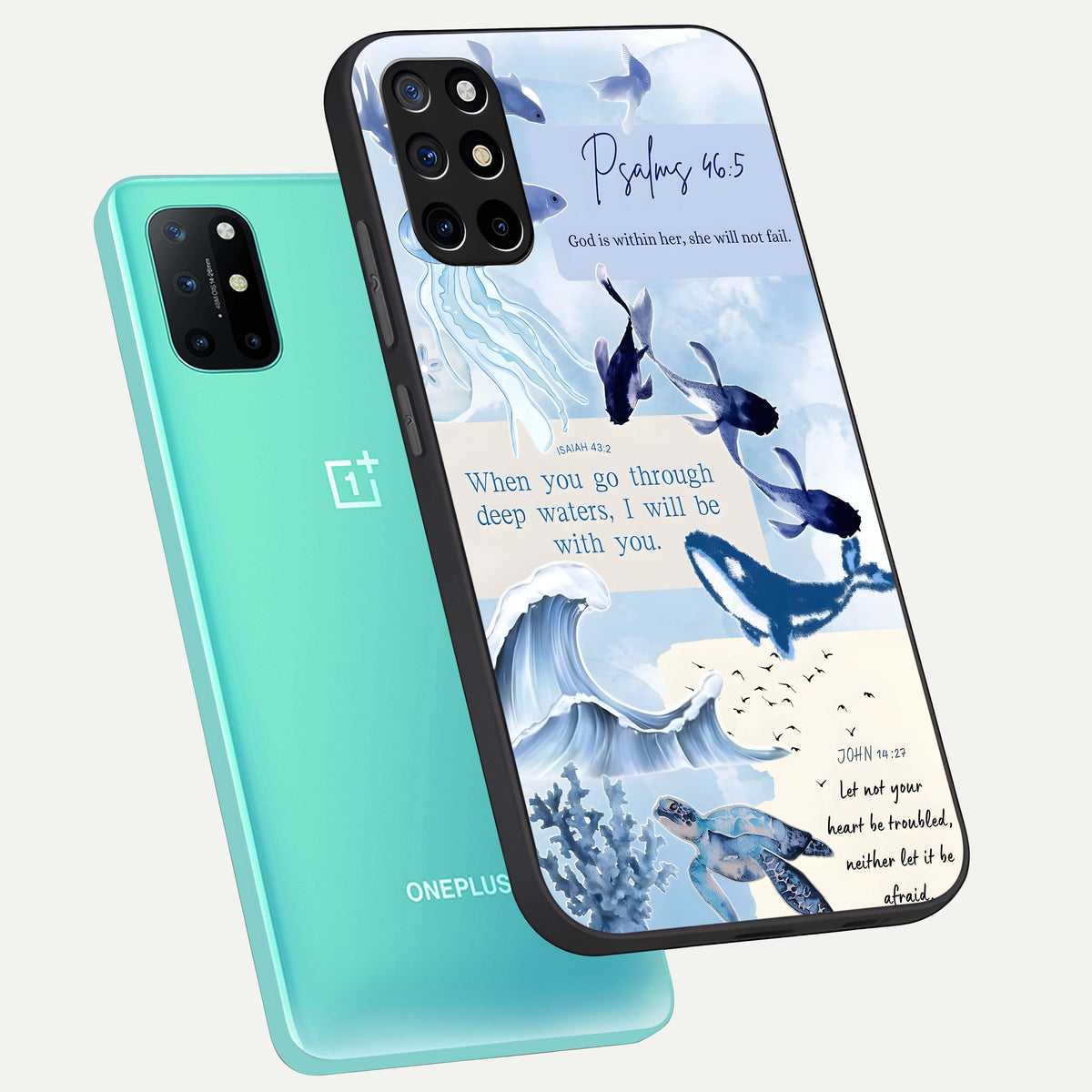  Faithful Ocean Promise phone case For OnePlus 8T showing premium glass back cover with detailed artwork