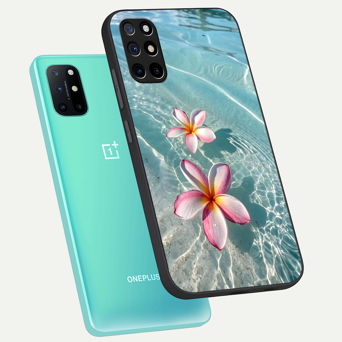  Floating Bloom Bliss phone case For OnePlus 8T showing premium glass back cover with detailed artwork