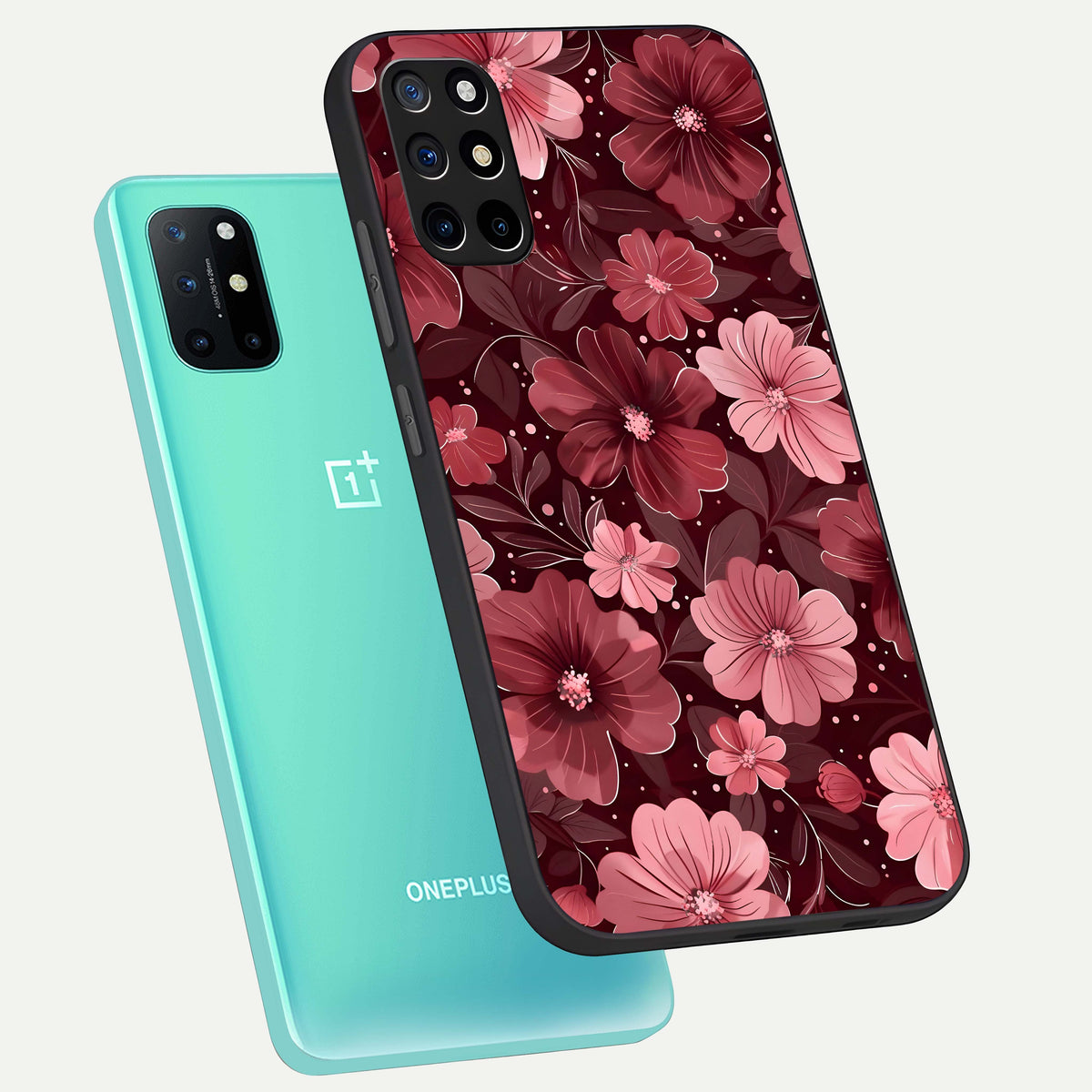  Flower Blush Bloom phone case For OnePlus 8T showing premium glass back cover with detailed artwork