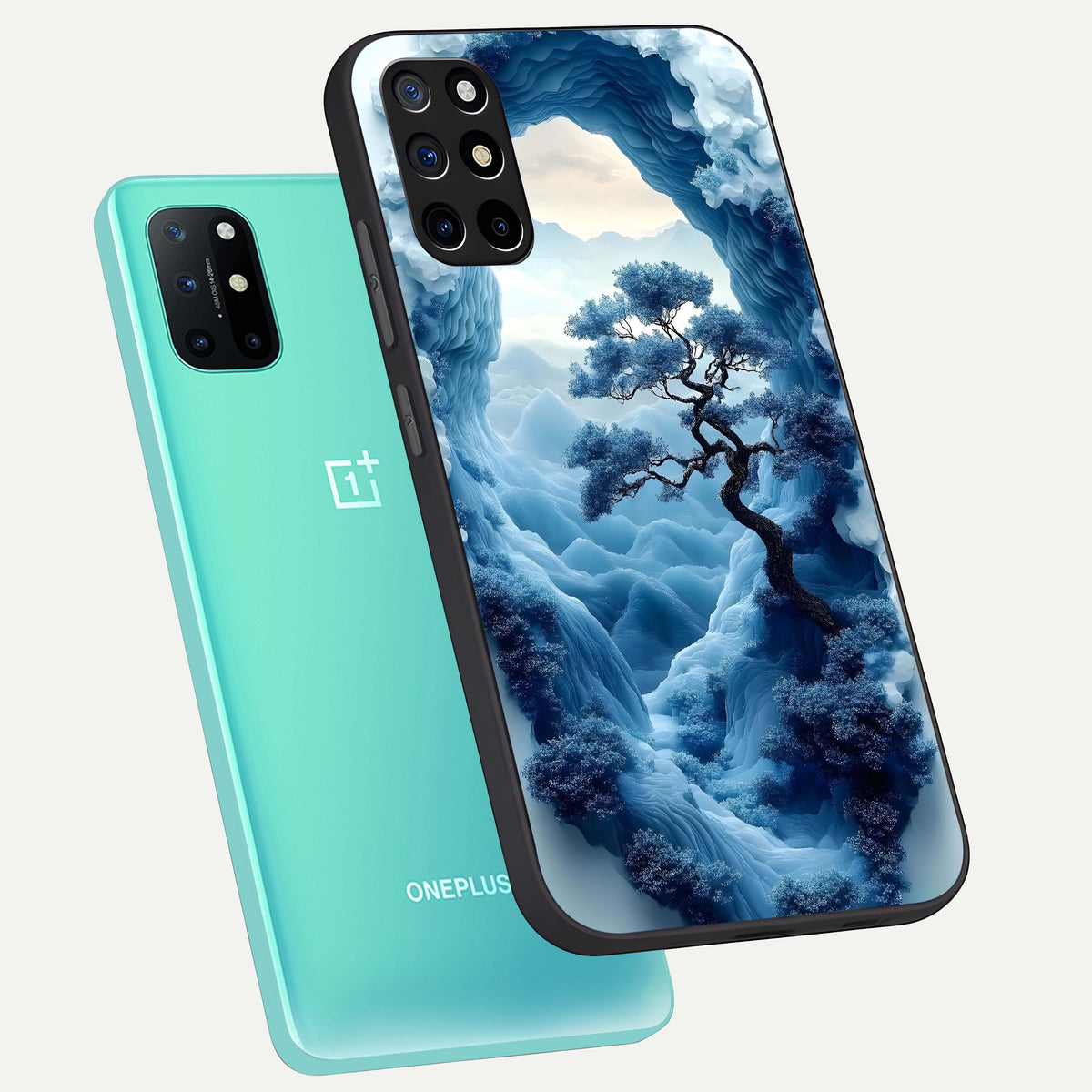  Frozen Serenity Gate phone case For OnePlus 8T showing premium glass back cover with detailed artwork