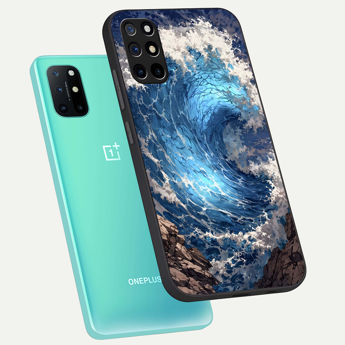  Giant Ocean Wave phone case For OnePlus 8T showing premium glass back cover with detailed artwork