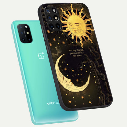  Golden Lunar Love phone case For OnePlus 8T showing premium glass back cover with detailed artwork