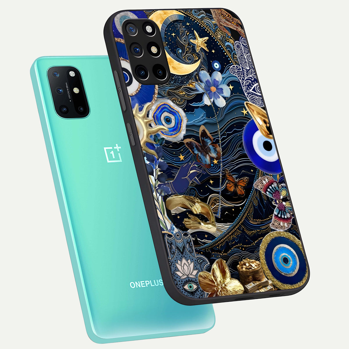  Golden Moon Magic phone case For OnePlus 8T showing premium glass back cover with detailed artwork