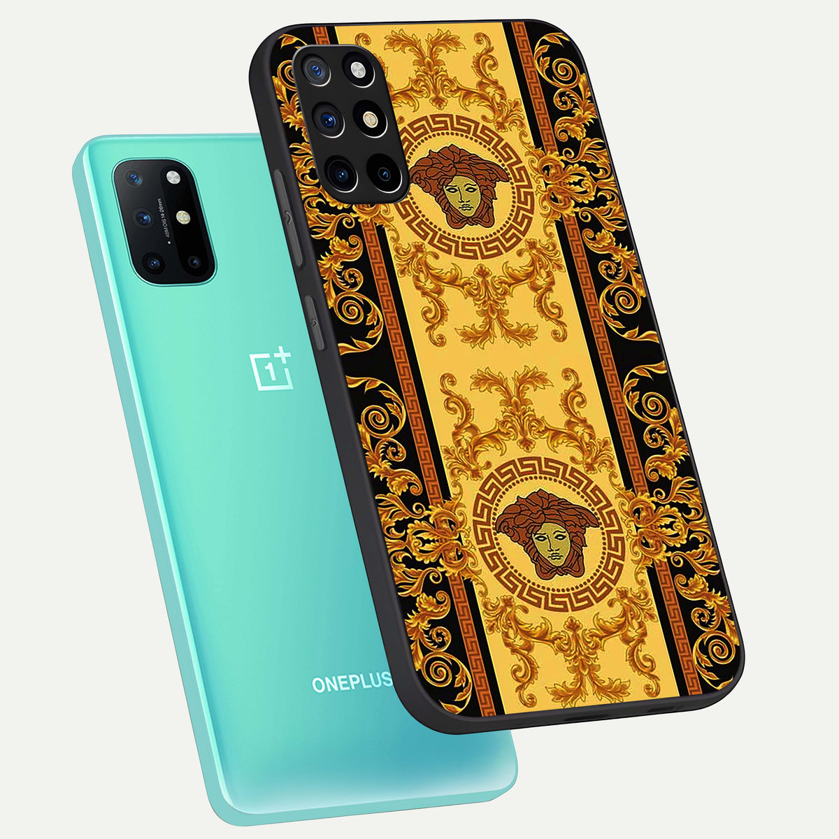  Golden Royal Heritage phone case For OnePlus 8T showing premium glass back cover with detailed artwork
