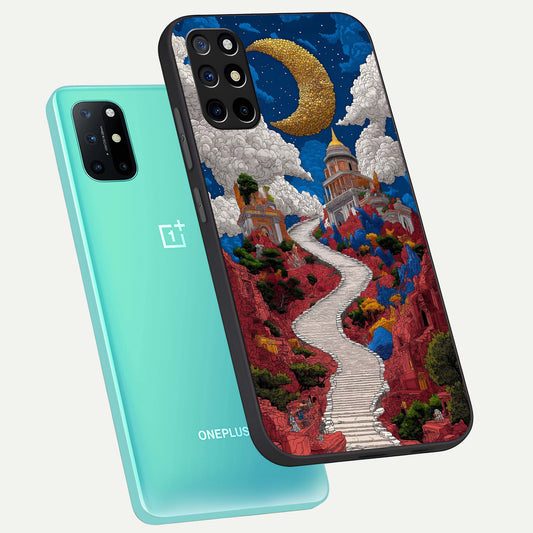  Heavenly Moon Path phone case For OnePlus 8T showing premium glass back cover with detailed artwork