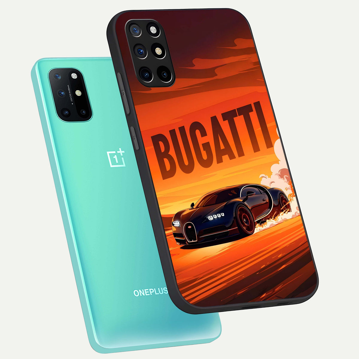  Inferno Bugatti Storm phone case For OnePlus 8T showing premium glass back cover with detailed artwork