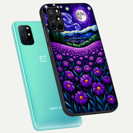  Lavender Moon Field phone case For OnePlus 8T showing premium glass back cover with detailed artwork