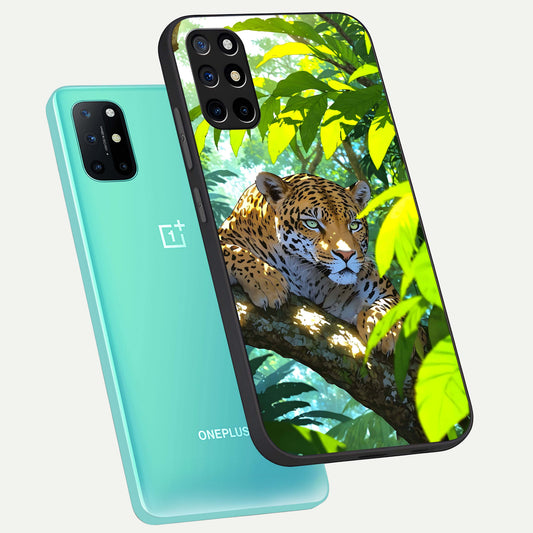  Leopard in Jungle phone case For OnePlus 8T showing premium glass back cover with detailed artwork