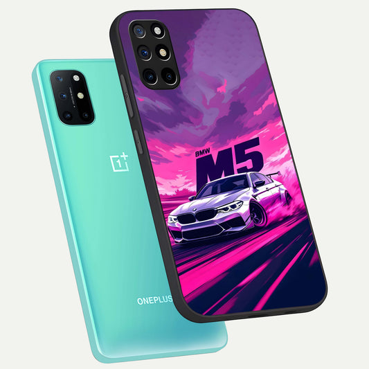  MS Neon Car phone case For OnePlus 8T showing premium glass back cover with detailed artwork