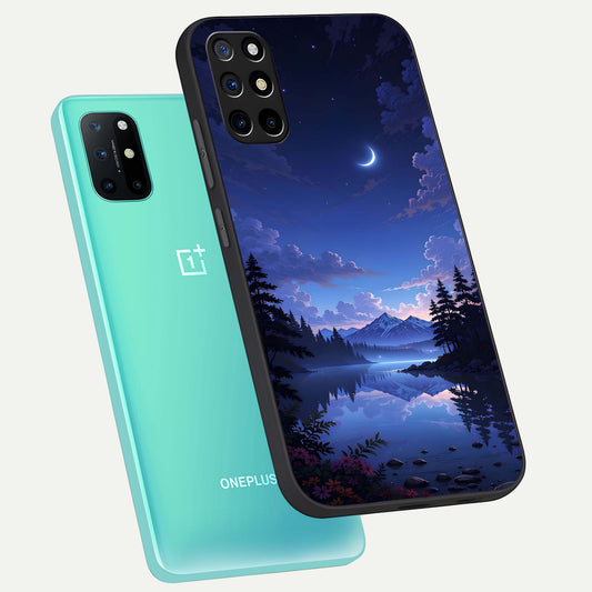  Midnight Lake Peace phone case For OnePlus 8T showing premium glass back cover with detailed artwork