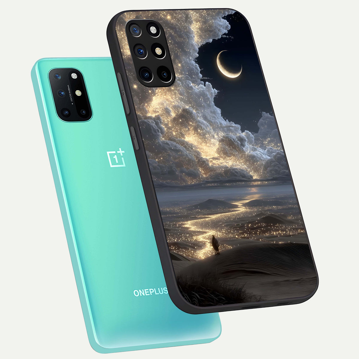  Moonlight Spark Path phone case For OnePlus 8T showing premium glass back cover with detailed artwork