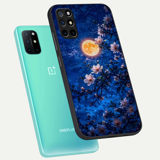  Moonlit Blossoms Night phone case For OnePlus 8T showing premium glass back cover with detailed artwork