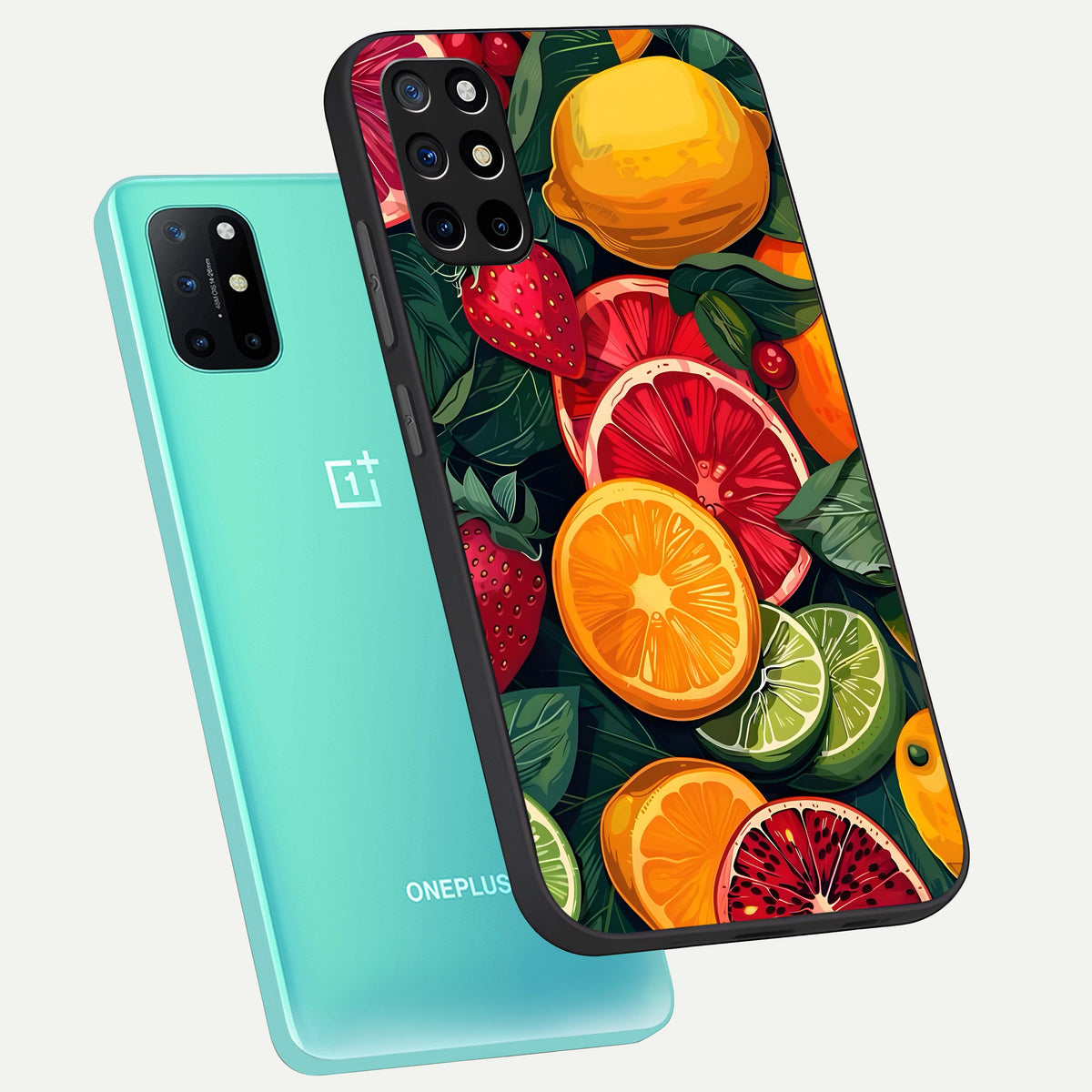  Multiple Fruits phone case For OnePlus 8T showing premium glass back cover with detailed artwork