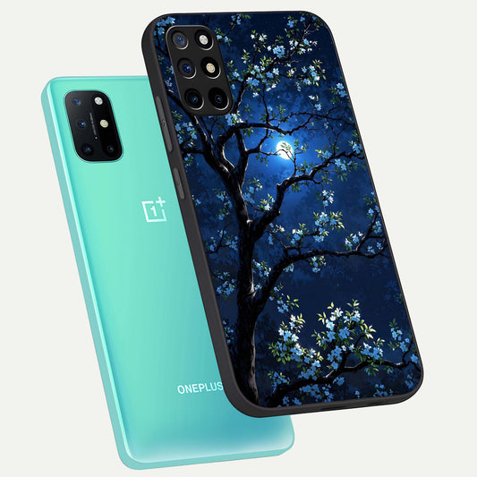  Mystic Floral Night phone case For OnePlus 8T showing premium glass back cover with detailed artwork