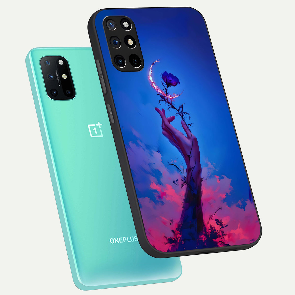  Mystic Hand phone case For OnePlus 8T showing premium glass back cover with detailed artwork