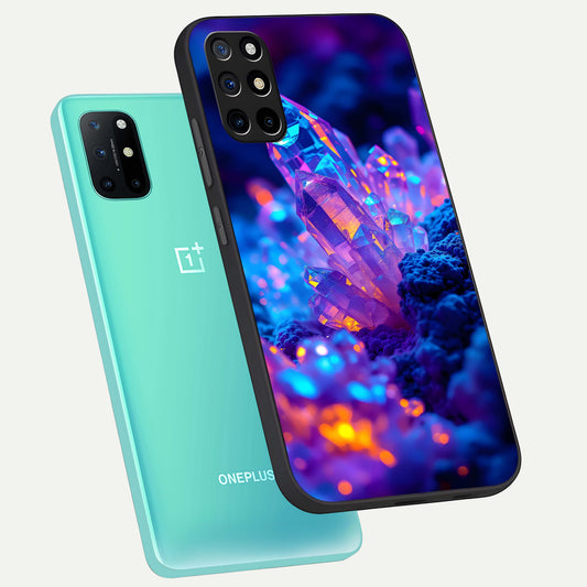  Neon Aura Shards phone case For OnePlus 8T showing premium glass back cover with detailed artwork