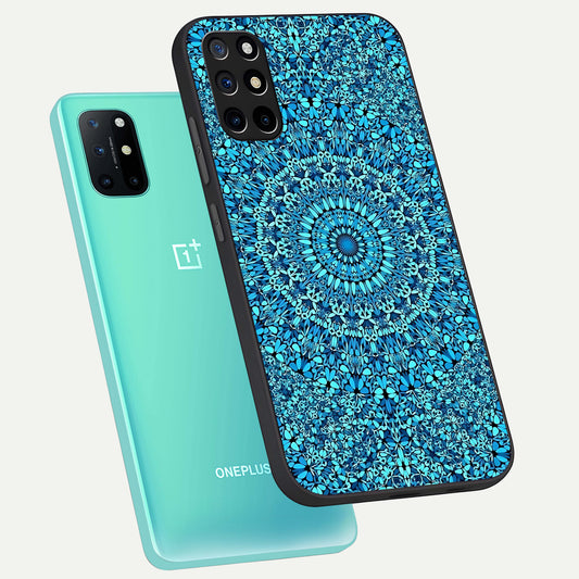  Ocean Bloom Mandala phone case For OnePlus 8T showing premium glass back cover with detailed artwork