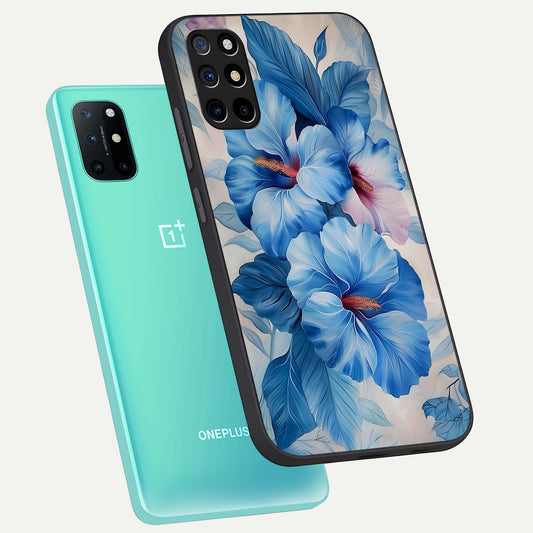  Ocean Hibiscus Grace phone case For OnePlus 8T showing premium glass back cover with detailed artwork