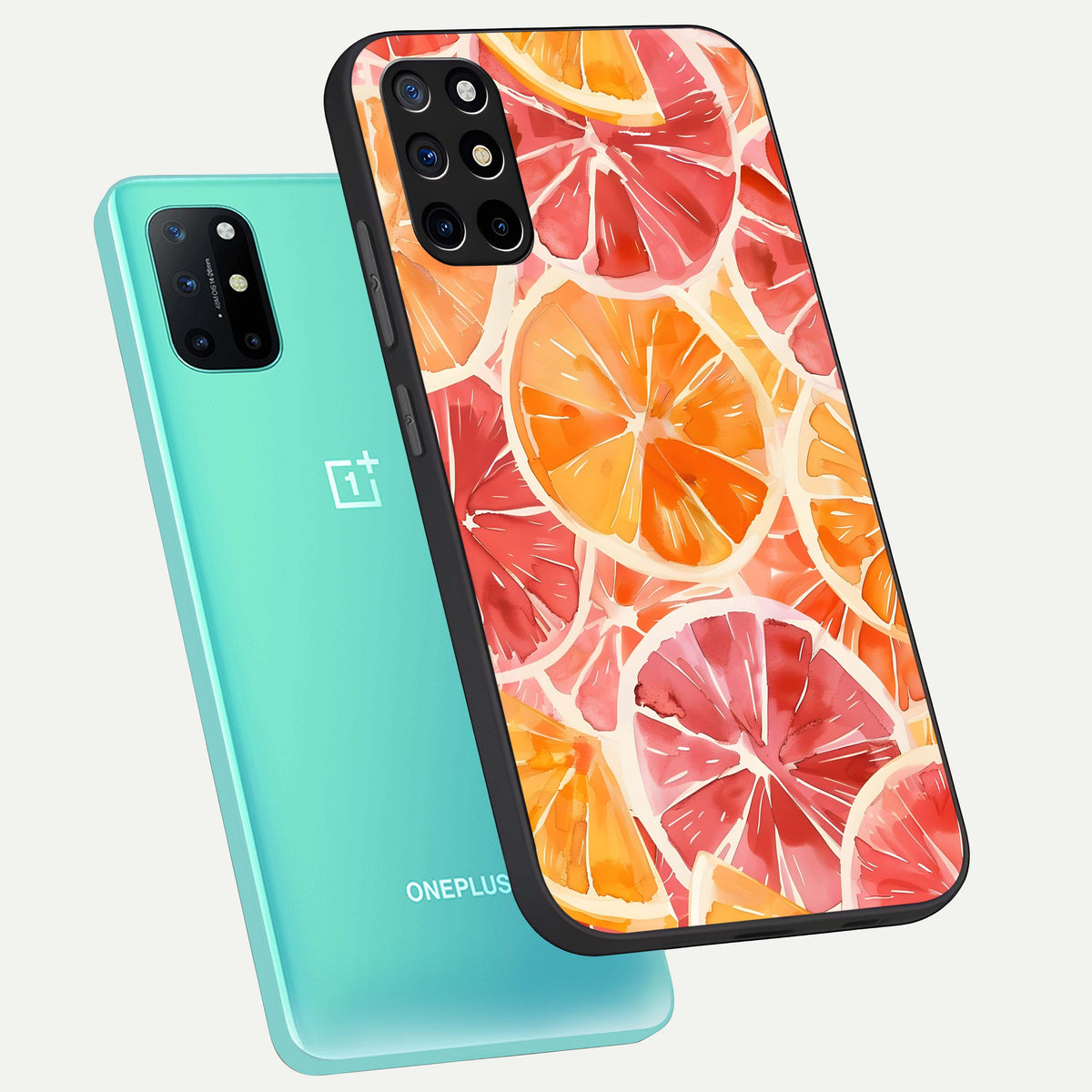  Orange Fruits Pattern phone case For OnePlus 8T showing premium glass back cover with detailed artwork