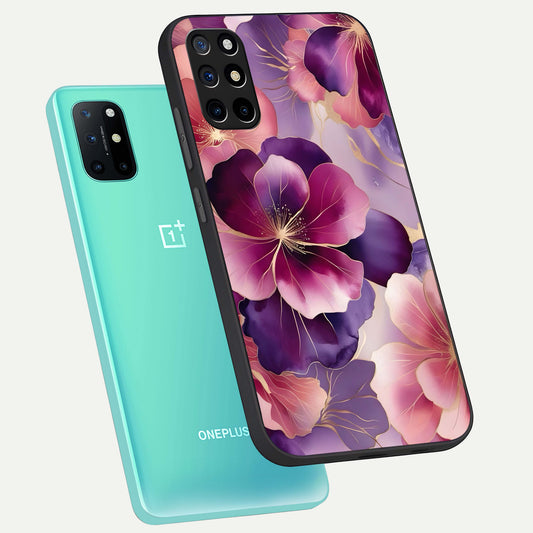  Pink Bouquet Florals phone case For OnePlus 8T showing premium glass back cover with detailed artwork