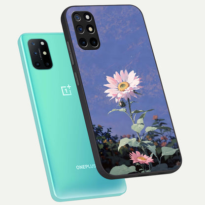  Pink Shells Outline phone case For OnePlus 8T showing premium glass back cover with detailed artwork