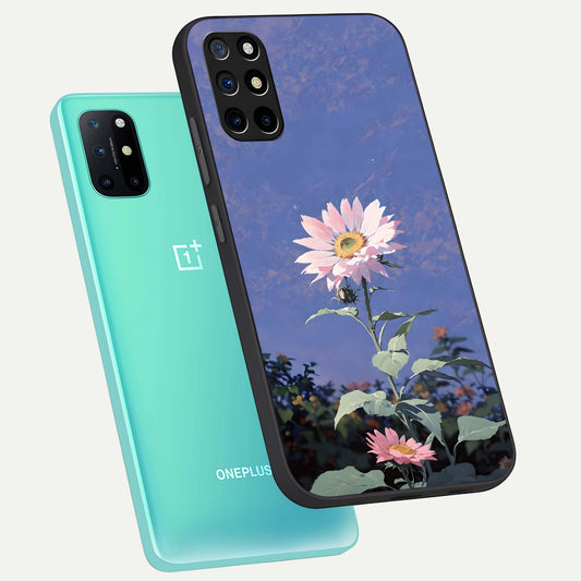  Pink Shells Outline phone case For OnePlus 8T showing premium glass back cover with detailed artwork