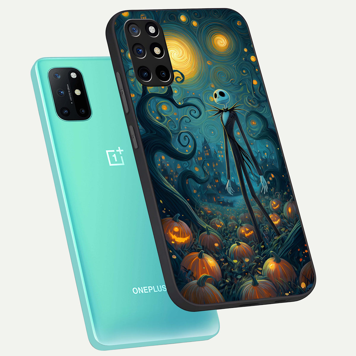  Pumpkin Moonlight Tale phone case For OnePlus 8T showing premium glass back cover with detailed artwork