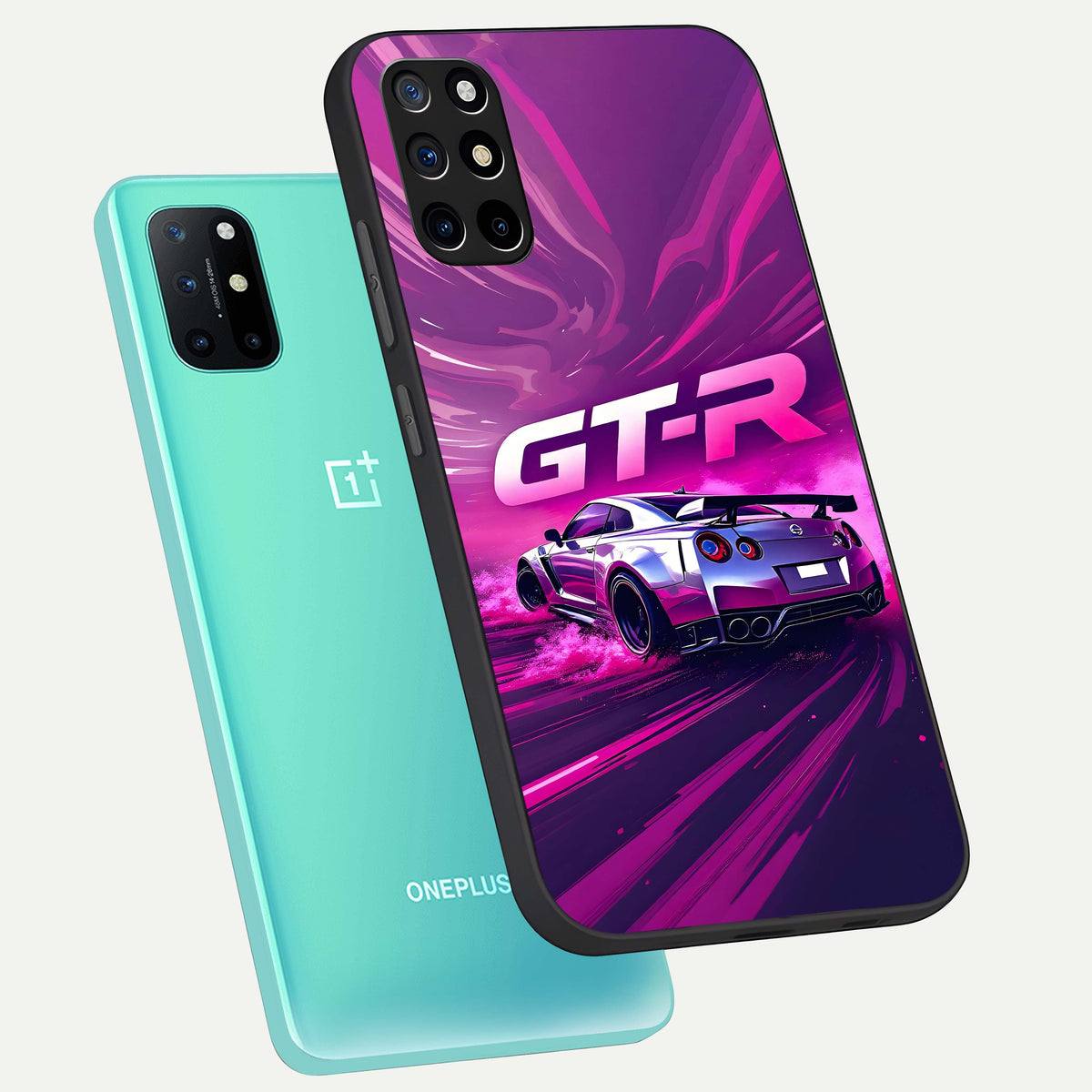  Speed Drift Legend phone case For OnePlus 8T showing premium glass back cover with detailed artwork