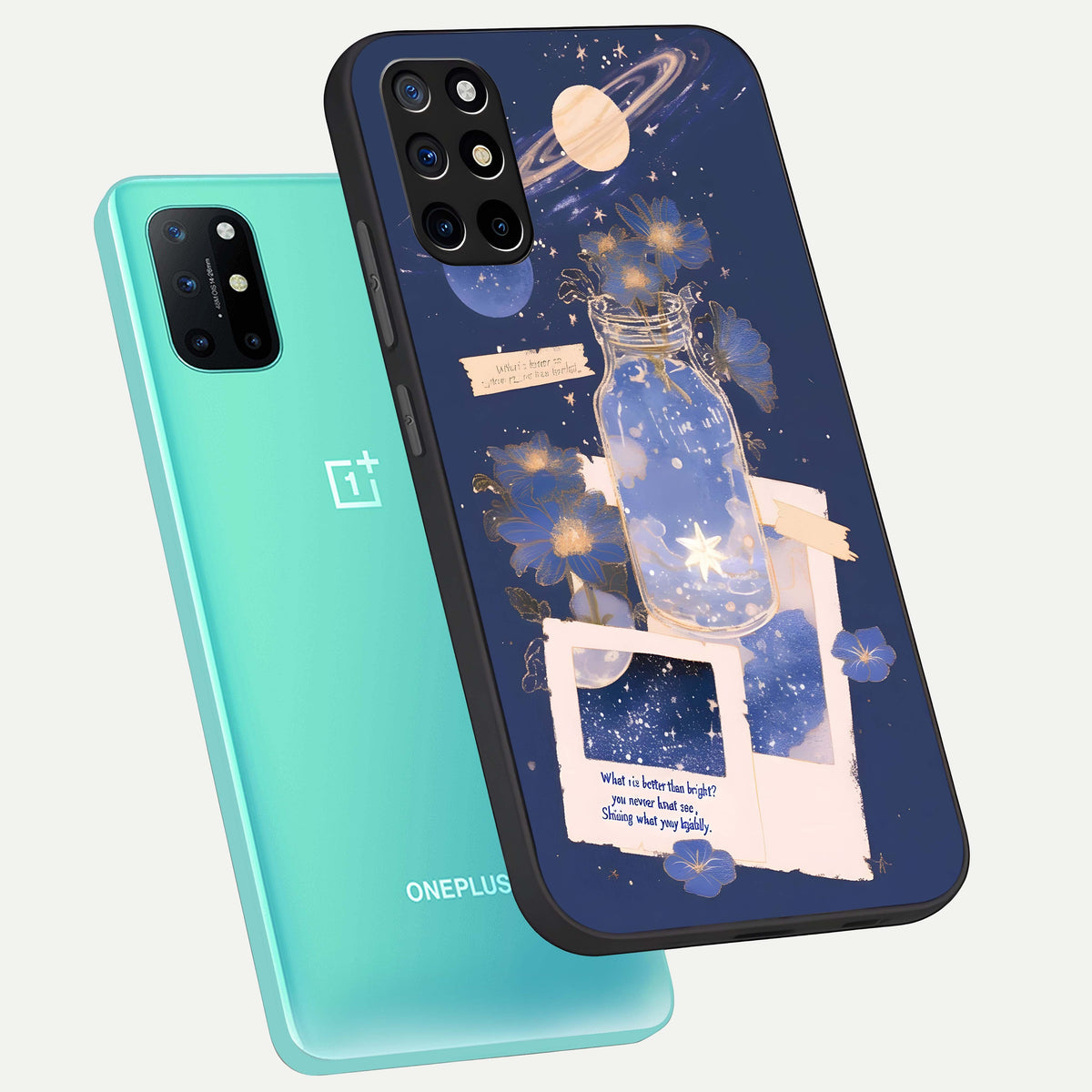  Starlit Cosmic Jar phone case For OnePlus 8T showing premium glass back cover with detailed artwork