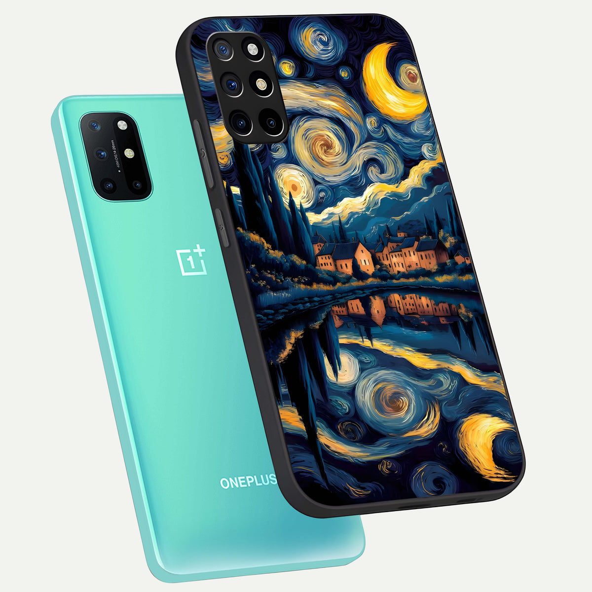  Starry Sky Serenity phone case For OnePlus 8T showing premium glass back cover with detailed artwork