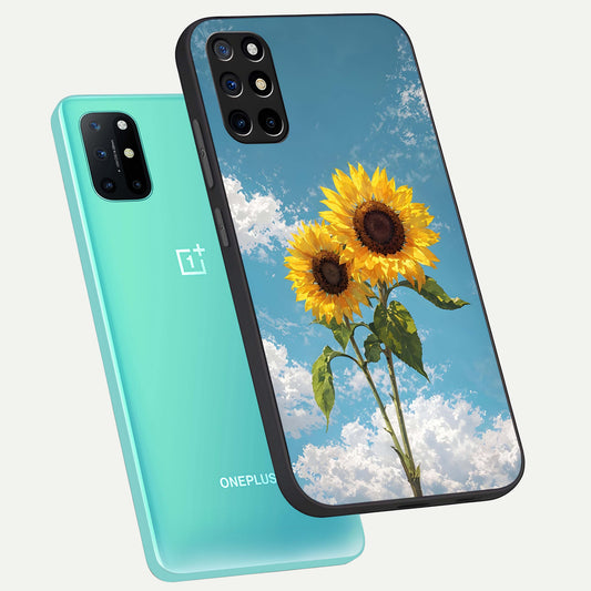  Sunlit Daisy Glow phone case For OnePlus 8T showing premium glass back cover with detailed artwork