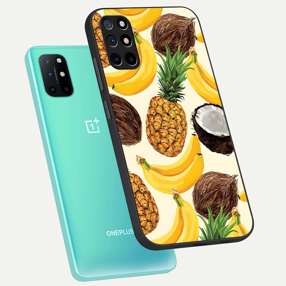  Tropical Fruit Mood phone case For OnePlus 8T showing premium glass back cover with detailed artwork