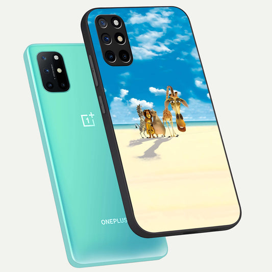  Tropical Fun Squad phone case For OnePlus 8T showing premium glass back cover with detailed artwork