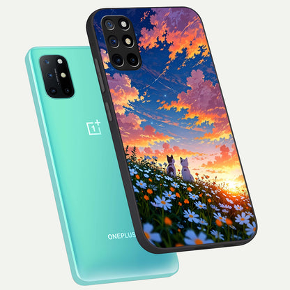  Two Cats Friends phone case For OnePlus 8T showing premium glass back cover with detailed artwork