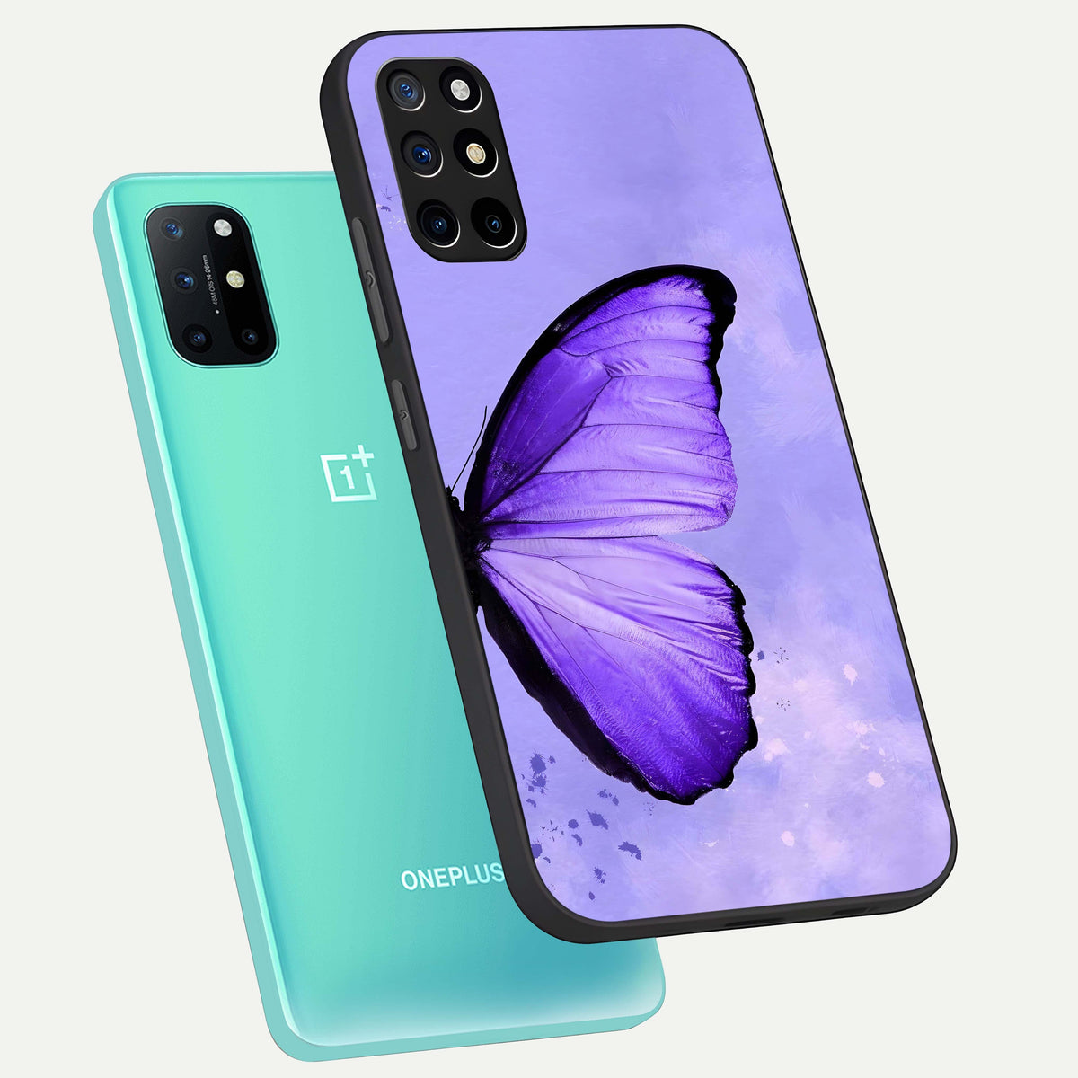 Violet Dream Wing phone case For OnePlus 8T showing premium glass back cover with detailed artwork