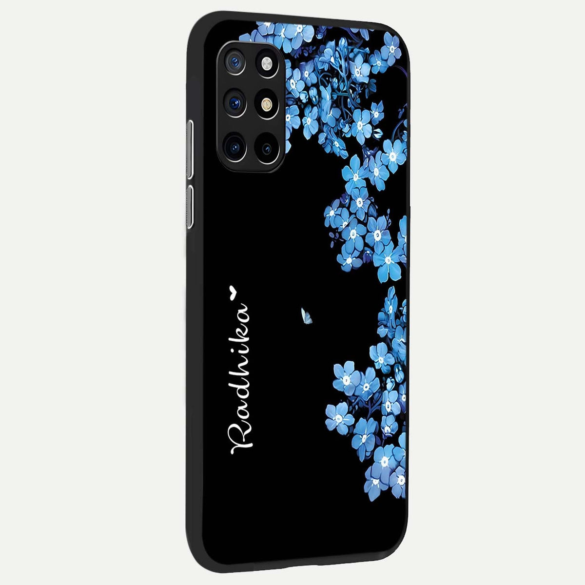  Blue Petal Dream Custom Name back cover For OnePlus 8T slim fit glass case with vibrant aesthetic design