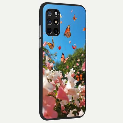  Butterflies In Bloom Sky back cover For OnePlus 8T slim fit glass case with vibrant aesthetic design