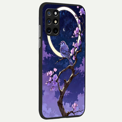  Celestial Bird Blossom back cover For OnePlus 8T slim fit glass case with vibrant aesthetic design